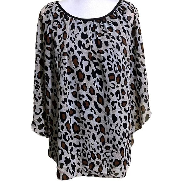 Cato Tops - Cato Animal Print Sleeveless Drape Top NWOT